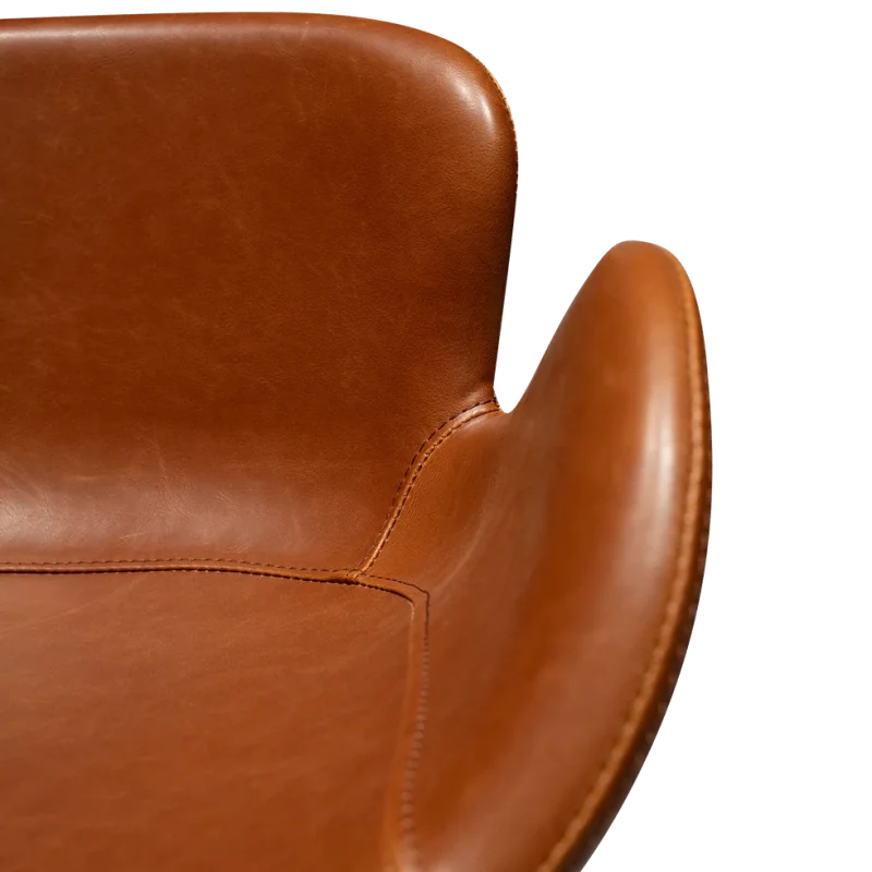 Bar stool Gaia by Finn Nielsen of brown faux leather seat height 65cm