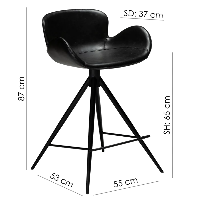 Bar stool Gaia by Finn Nielsen of brown faux leather seat height 65cm