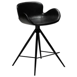 Bar stool Gaia by Finn Nielsen of black faux leather seat height 65cm