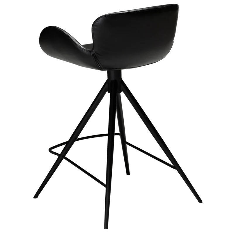 Bar stool Gaia by Finn Nielsen of black faux leather seat height 65cm